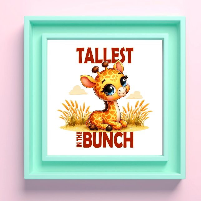 Tallest i Bunch pun Cute Baby Giraffe tecknad Fototryck (Skapare uppladdad)