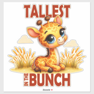 Tallest i Bunch pun Cute Baby Giraffe tecknad Klistermärken