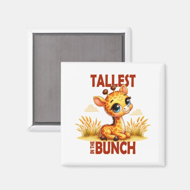 Tallest i Bunch pun Cute Baby Giraffe tecknad Magnet (Front/Back)
