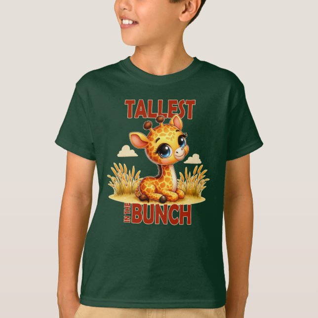 Tallest i Bunch pun Cute Baby Giraffe tecknad T Shirt (Framsida)