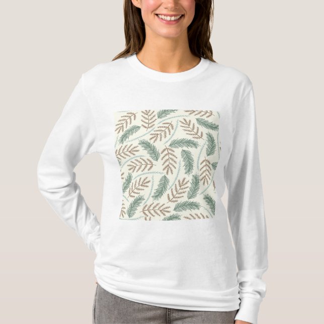 Tallgran- och cedergreiner mönster t shirt (Framsida)