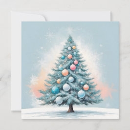 Tallgran Snöflingor | Blå Orange Korallprydnader Julkort