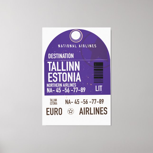 Tallinn Estées resa biljett Canvastryck (Framsida)