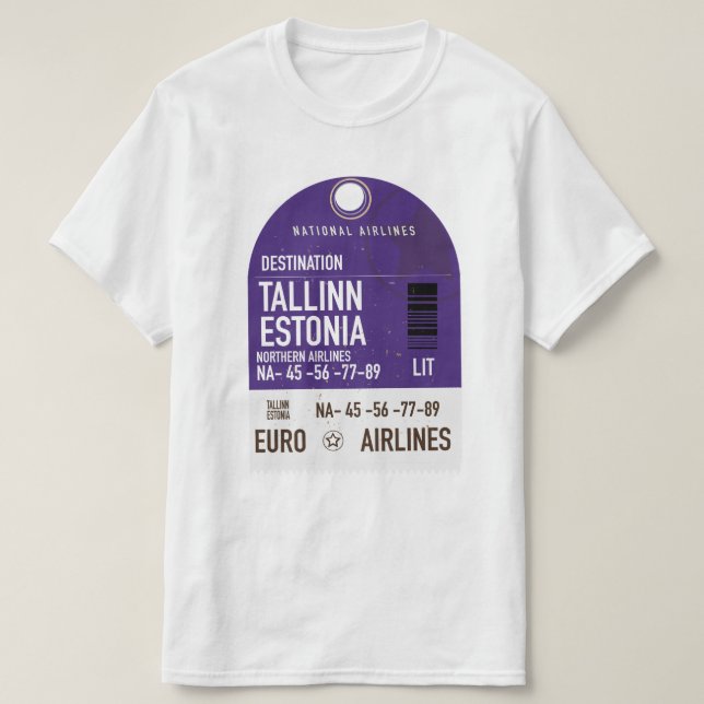 Tallinn Estées resa biljett T Shirt (Design framsida)