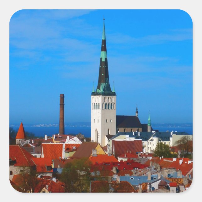 Tallinn, Estland Fyrkantigt Klistermärke (Framsida)