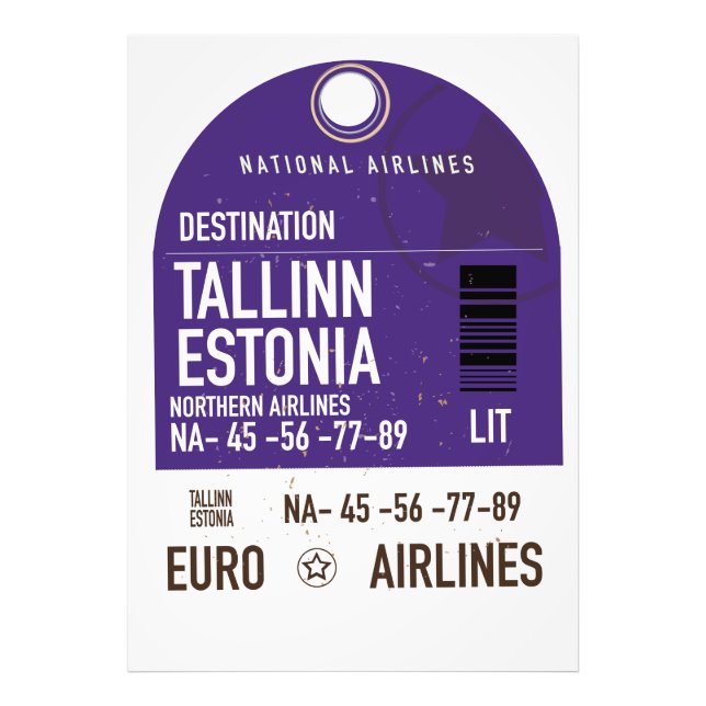 Tallinn Estland resebiljett Fototryck (Framsidan)