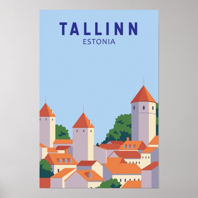 Tallinn Estland Retro Resa Konst Vintage  Poster (Framsidan)
