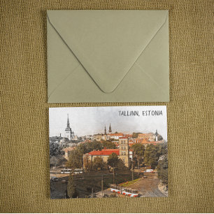Tallinn Estland Stad Panorama Utsikt Vykort