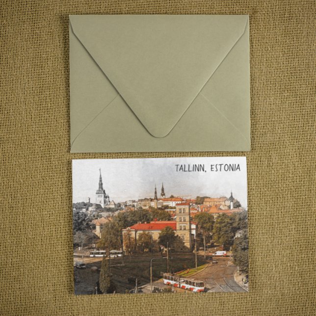 Tallinn Estland Stad Panorama Utsikt Vykort (tallinn estonia postcard)