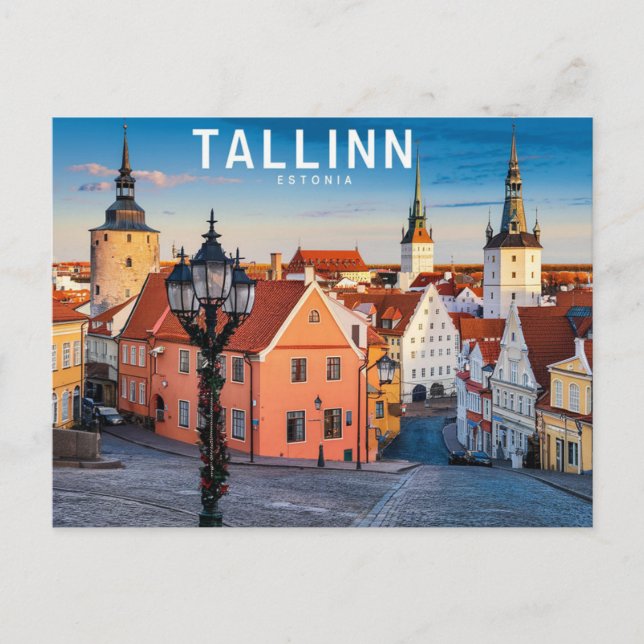 Tallinn Estland Street Illustration Vykort (Framsida)