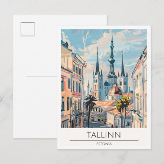 Tallinn Estland Vintage Konst Illustration Resa Vykort