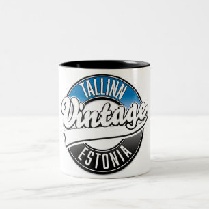 Tallinn Estland vintage logotyp Två-Tonad Mugg