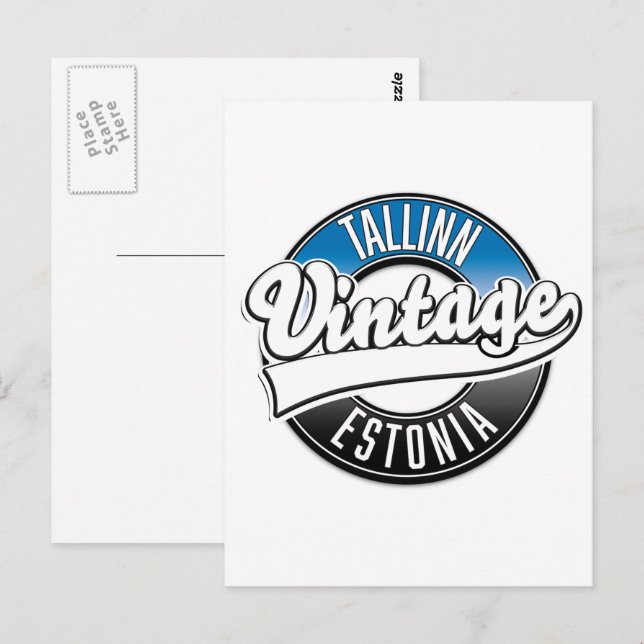 Tallinn Estland vintage logotyp Vykort (Fram/baksida)
