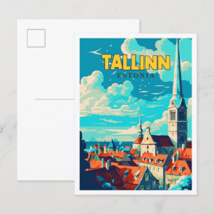 Tallinn Estlands illustration av vintage resor Vykort