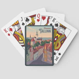 Tallinn Estonia Illustration Travel Art Vintage Casinokort