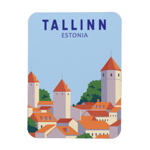 Tallinn Estonia Retro Travel Art Vintage Magnet