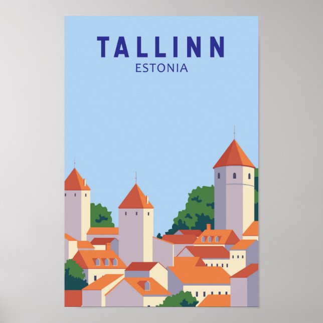 Tallinn Estonia Retro Travel Art Vintage Poster (Framsidan)