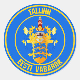 Tallinn Round Emblem Runt Klistermärke