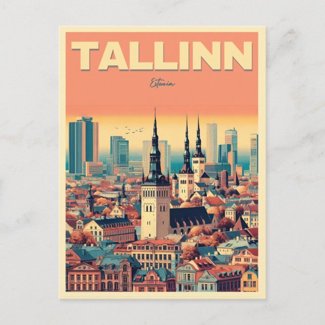 Tallinn stad Estland retro resor presenter Vykort (Framsida)