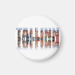 Tallinn-text som består av den gamla stadsvyn magnet