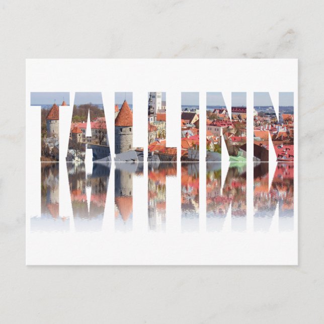 Tallinn-text som består av den gamla stadsvyn vykort (Framsida)
