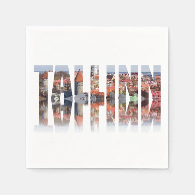 Tallinn-text som består av gammal stad pappersservett (Framsidan)