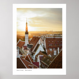 Tallinns siluett vid soluppgång, Estland resebild Poster