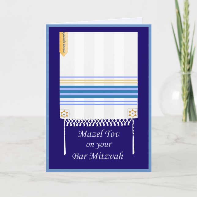 "Tallit" pubMitzvah Mazel Tov kort (Framsida)