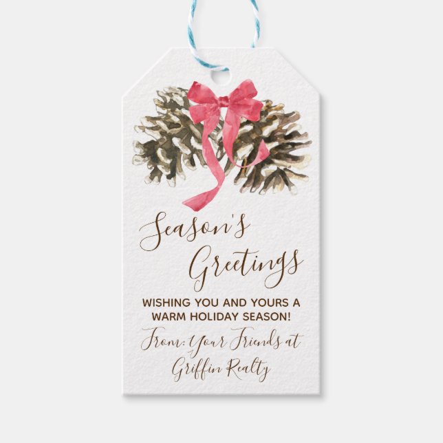 Tallkottar med slinga, vinter, högtid, jul presentetikett (Framsidan)