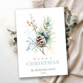 Tallkotte Vattenfärg Vinterbär Jul Julkort