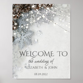 Tallrik, Snöflingor Bröllopsaffisch Poster
