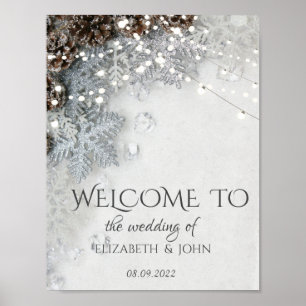 Tallrik, Snöflingor Bröllopsaffisch Poster