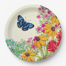 Tallrikar för papper för fjärilsblommigtträdgård