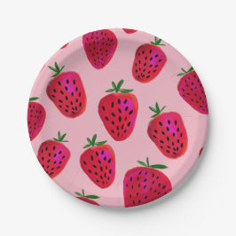 Tallrikar för papper för jordgubbemönsterparty