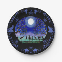 Tallrikar för svarta katterHalloween papper