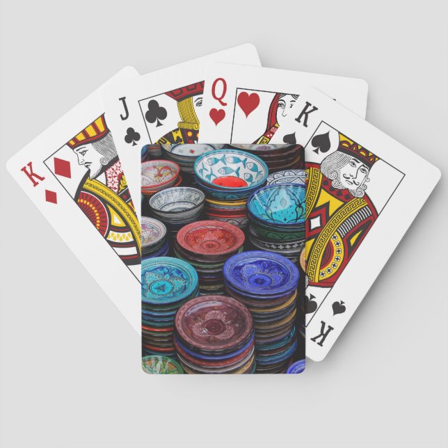 Tallrikar på den marockanska marknaden spel kort (Baksidan)