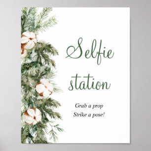 Talls vinter-selfie-station Bröllopsdusch-skylt Poster