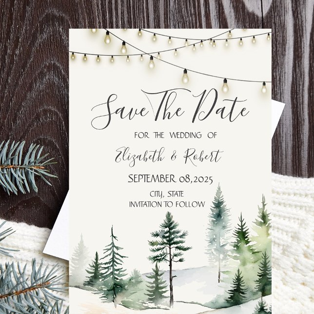 Tallskog,Strängljus Save The Date Spara Datumet (Skapare uppladdad)