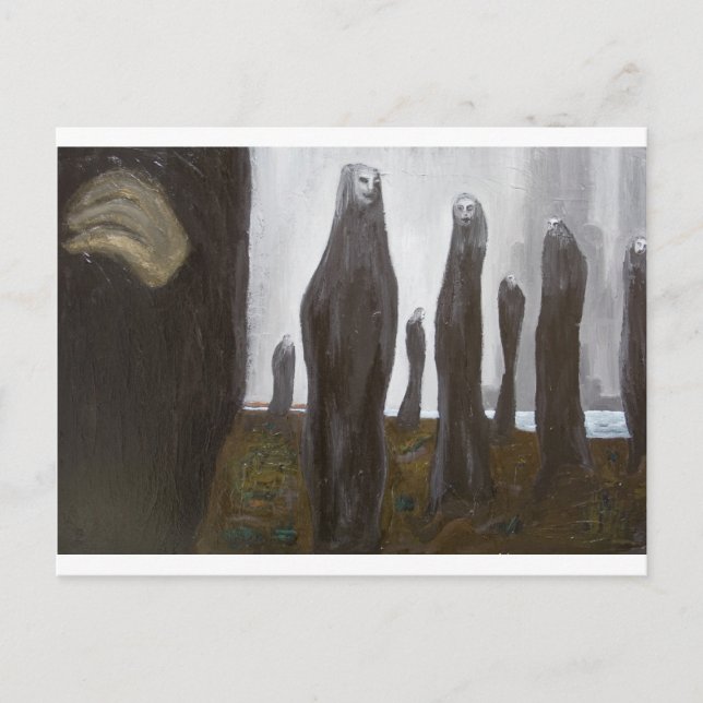 Tallsoldiatorer (svartvitt surrealism) vykort (Framsida)