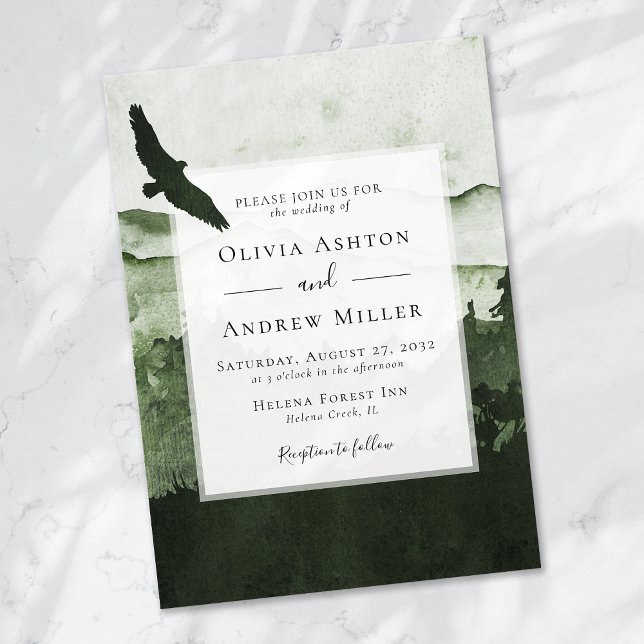 Talltävning Rustik Vattenfärg Bröllop Inbjudningar (Skapare uppladdad)