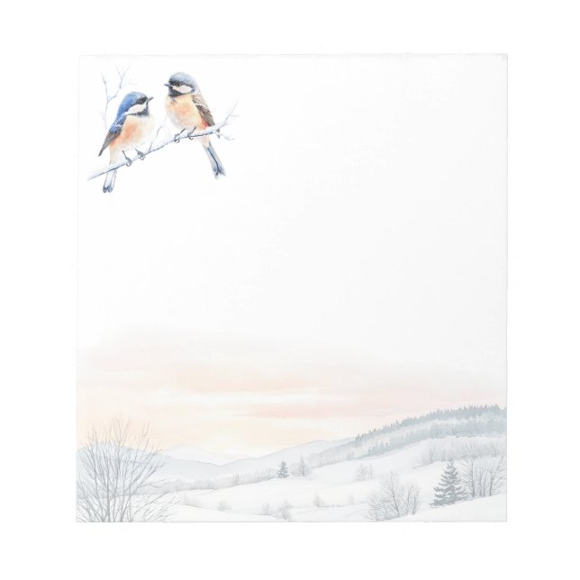 Talltita Fågel i Vinter Jul Anteckningsblock (Framsida)