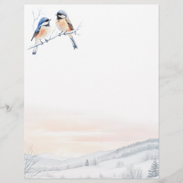 Talltita Fågel i Vinter Jul Brevhuvud (Framsida)