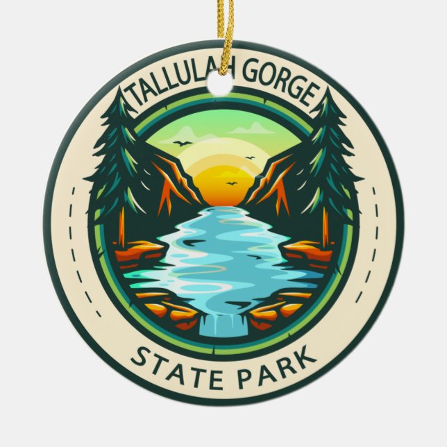 Tallulah Gorge State Park Georgia Badge Julgransprydnad Keramik (Framsidan)