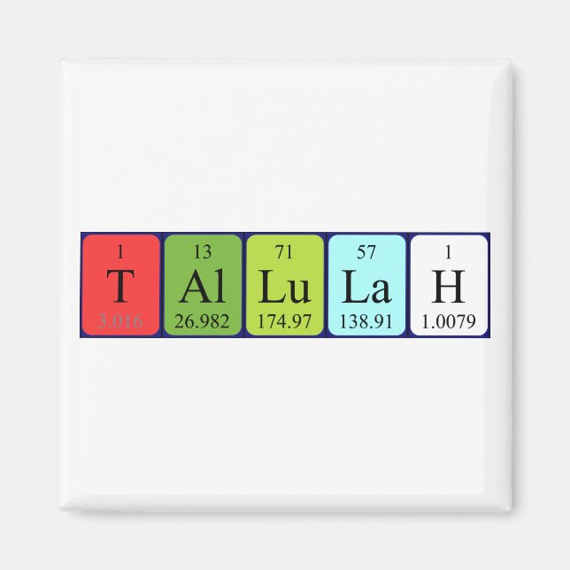 Tallulah Periodisk bord namn magnet (Framsidan)