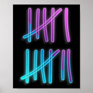 Tally Marks 67 Meme Färgglad Räkning 6 7 Brainrot Poster
