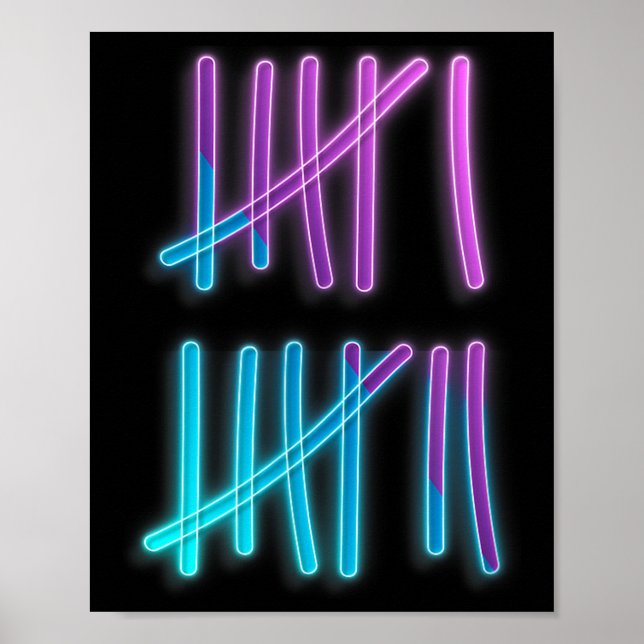 Tally Marks 67 Meme Färgglad Räkning 6 7 Brainrot Poster (Framsidan)