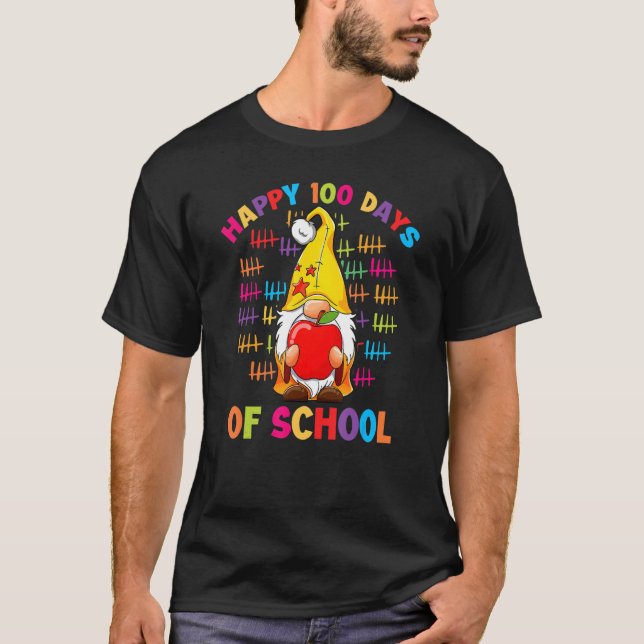 Tally Marks Happy 100th Day Of School Gnome Studen T Shirt (Framsida)