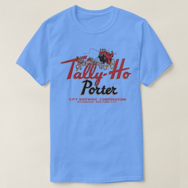 TallyHo Porter Öl Retro Nedlagd Bryggerirelaterat T Shirt (Design framsida)