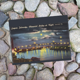 Talmadge Bridge Natt Savannah GA retro Vykort