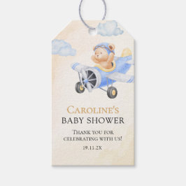 Tålmodigt Väntar Flygande Björn Vattenfärg Tack Presentetikett